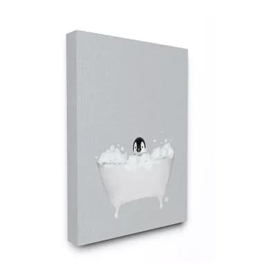Stupell Home Decor Penguin Bath Canvas Wall Art