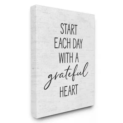 Stupell Home Decor Start Each Day with a Grateful Heart Neutral Quote Wall Art - Size: 36X48