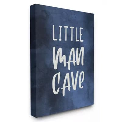 Boys Stupell Home Decor Little Man Cave Text Over Navy Blue Watercolor Pattern Wall Art - Size: 30X40