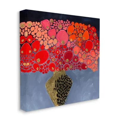 Stupell Home Decor Red Abstract Round Flower Bouquet in Vase Wall Art - Size: 30X30