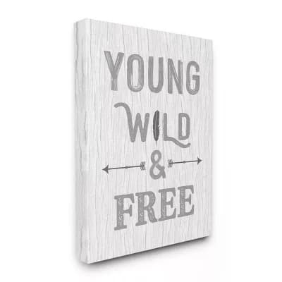 Stupell Home Decor Young Wild and Free Phrase Canvas Wall Art
