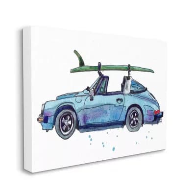 Stupell Home Decor Surf Style Blue Car Canvas Wall Art - Size: 30X40