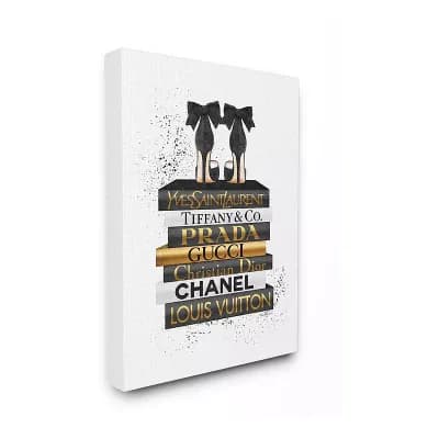 Stupell Home Decor Black Heels Bookstack Glam Canvas Wall Art- Size 30x40