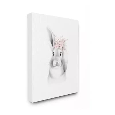 Stupell Home Decor Sketched Bunny Canvas Wall Art - Size 30x40