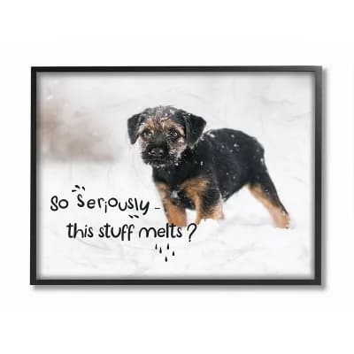 Stupell Home Decor Winter Time Snow Puppy Humor Wall Art