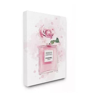 Stupell Home Decor Pink Flower Perfume Canvas Wall Art- Size 36x48