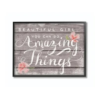 Stupell Home Decor Beautiful Girl, Amazing Things Framed Giclee Texturized Art - Size 24x30
