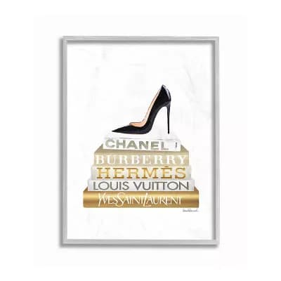 Stupell Home Decor Black Heels Bookstack Framed Wall Art- Size 11x14