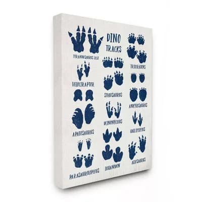 Stupell Home Decor Rustic Chart of Dinosaur Tracks Canvas Wall Art