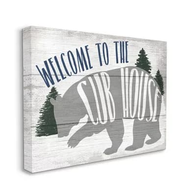 Stupell Home Decor Rustic Welcome to Cub House Quote Canvas Wall Art