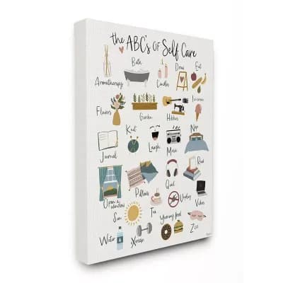 Stupell Home Decor ABCs of Self Care Canvas Wall Art