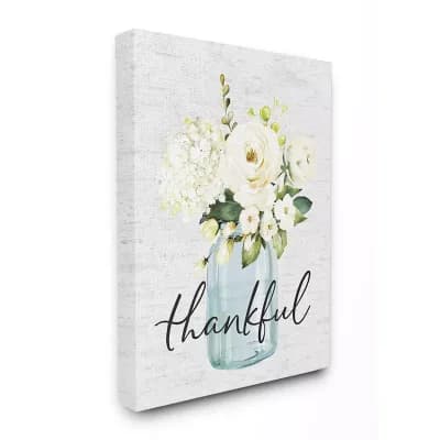 Stupell Home Decor Thankful Country Floral Canvas Wall Art