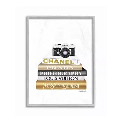 Stupell Home Decor Camera Bookstack Glam Framed Wall Art- Size 11x14