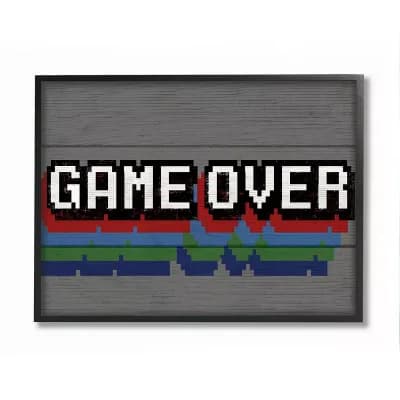 Stupell Home Decor Retro Game Over Video Game Text Wall Art - Size: 16X20