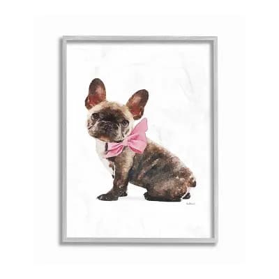 Stupell Home Decor Puppy Bow Watercolor Framed Wall Art- Size 11x14