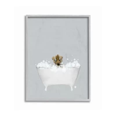 Stupell Home Decor Tiger Bath Cute Framed Wall Art - Size 16x20