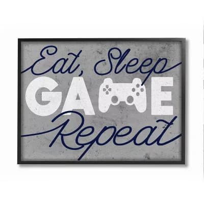 Stupell Home Decor Video Game Controller Eat Sleep Game Repeat Quote Wall Art - Size: 24X30