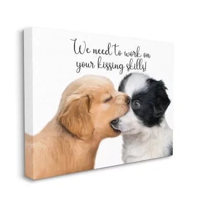 Stupell Home Decor Puppy Love Kiss Skills Love Quote Canvas Wall Art
