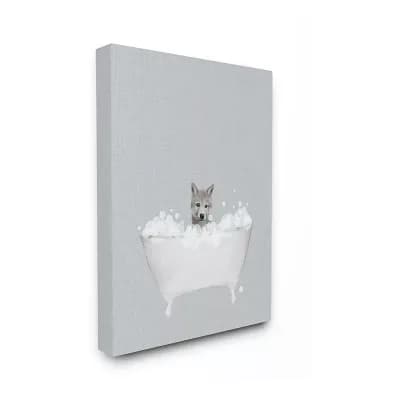 Stupell Home Decor Wolf Bath Canvas Wall Art