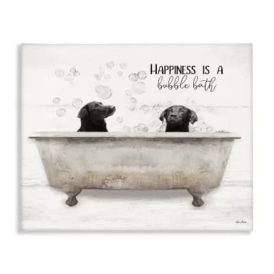 Stupell Home Decor Animal Bathroom Happiness is a Bubble Bath Canvas Wall Art- Size X-Large