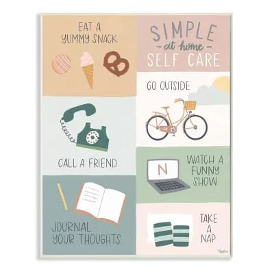Stupell Home Decor Simple Home Self Care Advice Stay Positive Design Wall Art - Size: 13X19