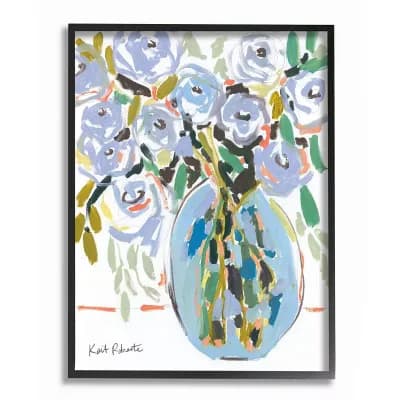 Stupell Home Decor Abstract Blue Pastel Floral Bouquet Organic Lines Wall Art - Size: 16X20