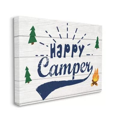 Stupell Home Decor Bright Rustic Sign Happy Camper Canvas Wall Art