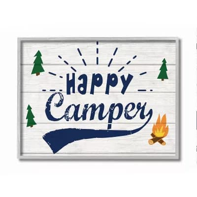 Stupell Home Decor Bright Rustic Sign Happy Camper Wall Art - Size: 16X20