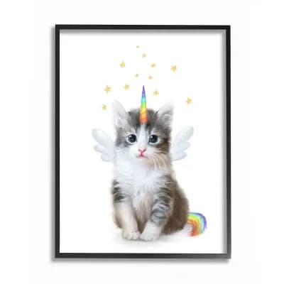 Stupell Home Decor Unicorn Kitten Rainbow Design Wall Art - Size 24x30