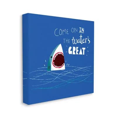 Stupell Home Decor The Waters Great Shark Swimming Canvas Wall Art