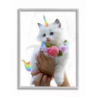 Stupell Home Decor Floral Kitten Wall Art - Size 16x20