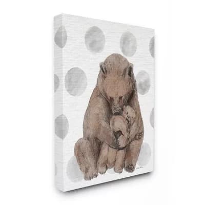 Stupell Home Decor Nursery Bear and Cub Illustration Unframed Wall Art