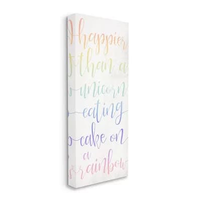 Stupell Home Decor Happier Than Unicorn Eating Cake Quote Wall Art