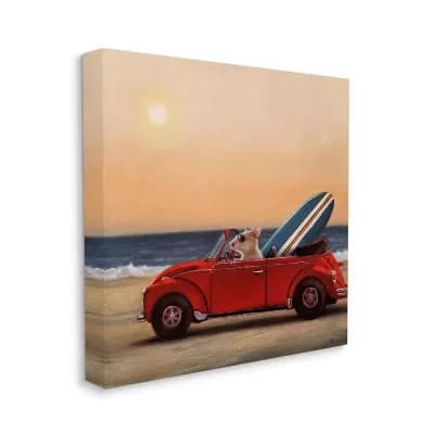 Stupell Home Decor Mouse Beach Cruise Surf and Sand Car Wall Art - Size 36x36