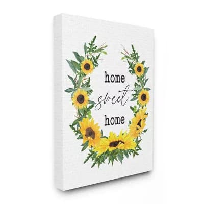Stupell Home Decor Charming Home Sweet Home Sunflower Wreath Wall Art - Size 30x40