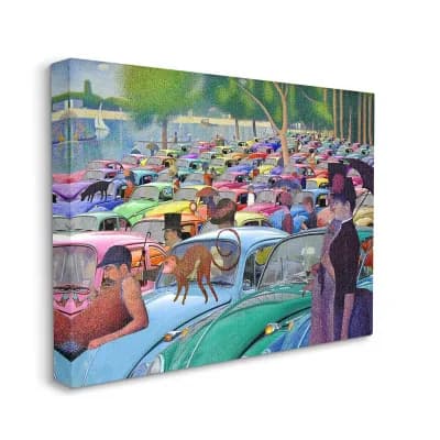 Stupell Home Decor Walk in the Car Park Traditional Painting Parody Canvas Print Wall Art