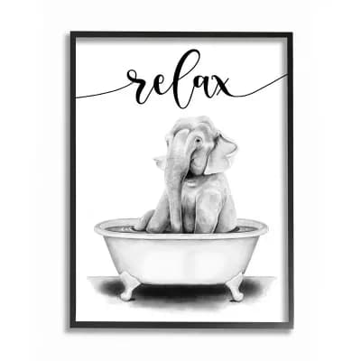 Stupell Home Decor Elephant Bathroom Sketch Wall Art - Size: 24X30