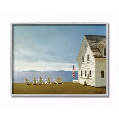 Stupell Home Decor Americana Cape House Coastal Landscape Charm Painting Wall Art - Size: 16X20