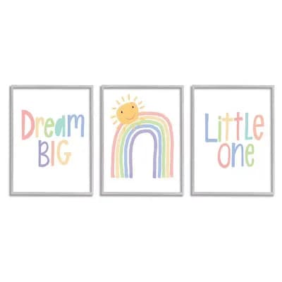 Stupell Home Decor Dream Big Little One Happy Sun Rainbow Illustration Wall Art - Size: 11X14