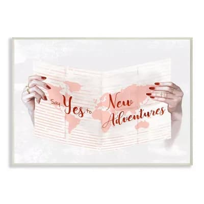 Stupell Home Decor Say Yes to New Adventures Red Text Travel Sentiments Wall Art - Size: 10X15
