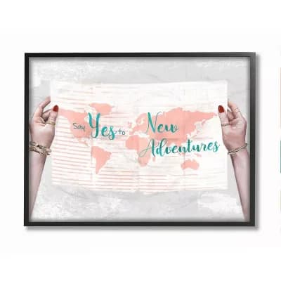 Stupell Home Decor Travel Sentiments Say Yes to New Adventures Blue Text Wall Art