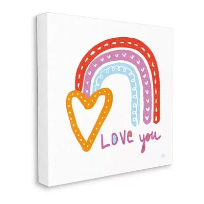 Stupell Home Decor Love You Rainbow Canvas Wall Art- Size Large