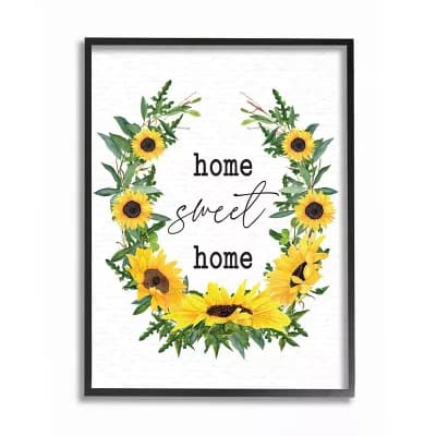 Stupell Home Decor Charming Home Sweet Home Sign Sunflower Wreath Wall Art - Size: 24X30