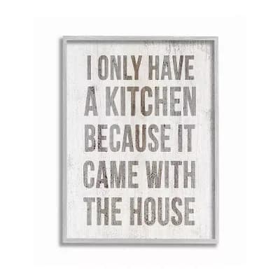 Stupell Home Decor Funny Kitchen Distressed Framed Wall Art- Size Medium