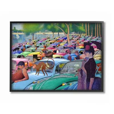 Stupell Home Decor Walk in the Car Park Traditional Painting Parody Frame Wall Art