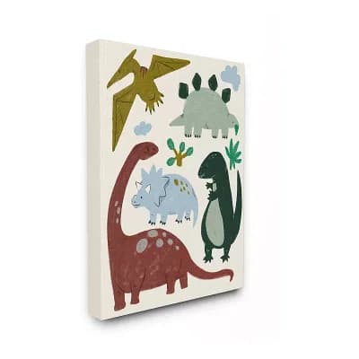 Stupell Home Decor Cartoon Dinosaur Canvas Wall Art- Size Large