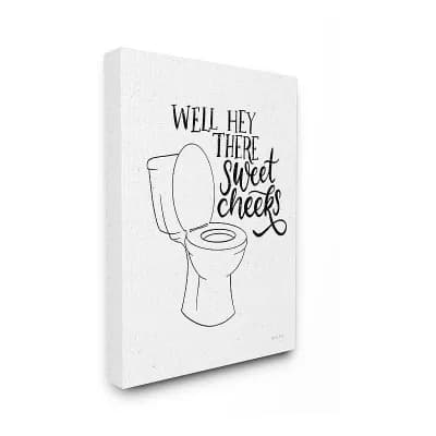Stupell Home Decor Sweet Cheeks Toilet Canvas Wall Art- Size 36x48