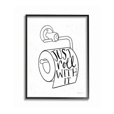 Stupell Home Decor Just Roll With It Toilet Framed Wall Art- Size 24x30