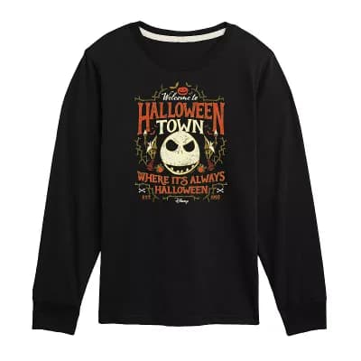 Disney's The Nightmare Before Christmas Boys Halloween Town Sign Long Sleeve