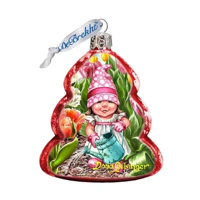 Designocracy Spring Blossom Gnome Dwarf Mercury Glass Ornament by D. Gelsinger Christmas Decor